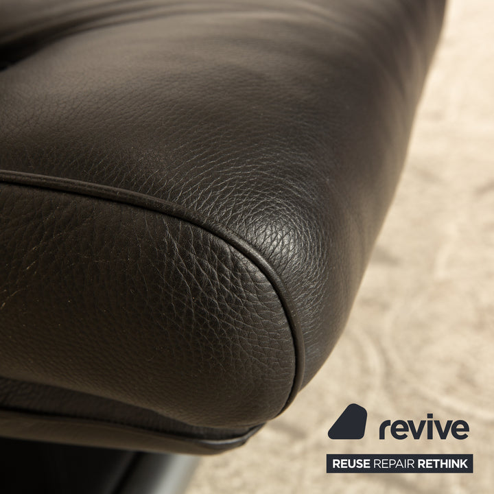 Rolf Benz 6500 Leather Armchair Black with manual swivel function Semi-aniline leather