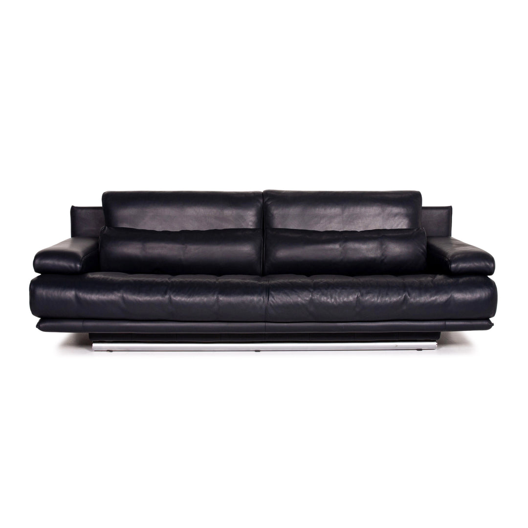 Rolf Benz 6500 Leder Sofa Blau Dunkelblau Dreisitzer Funktion Couch #14779
