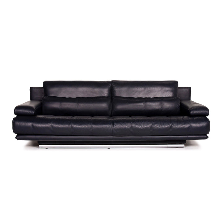 Rolf Benz 6500 Leder Sofa Blau Dunkelblau Dreisitzer Funktion Couch #14779