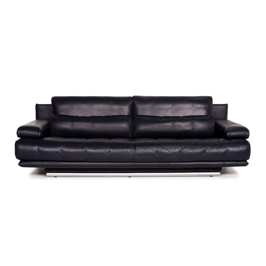 Rolf Benz 6500 Leder Sofa Blau Dunkelblau Dreisitzer Funktion Couch #14779