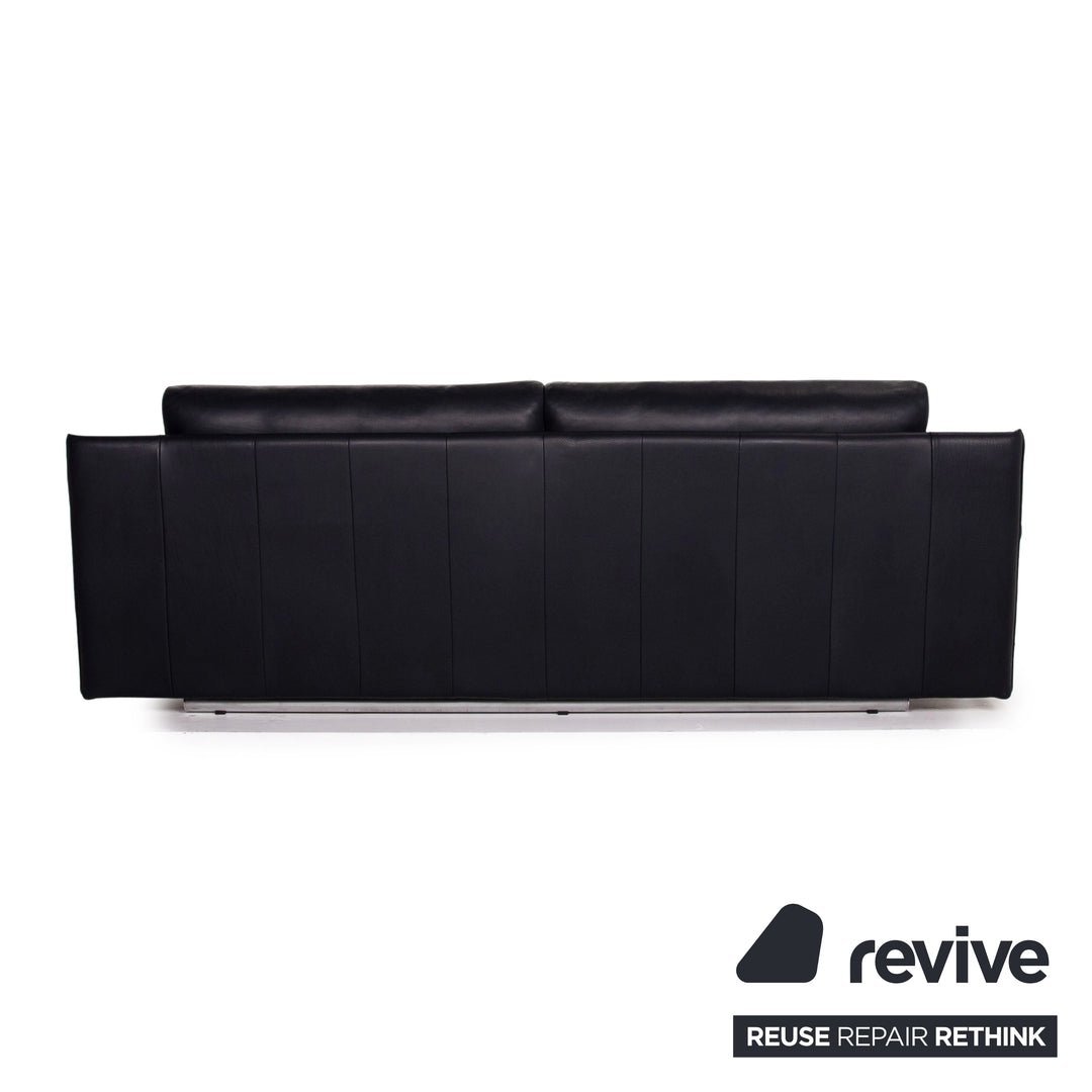 Rolf Benz 6500 Leder Sofa Blau Dunkelblau Dreisitzer Funktion Couch #14779