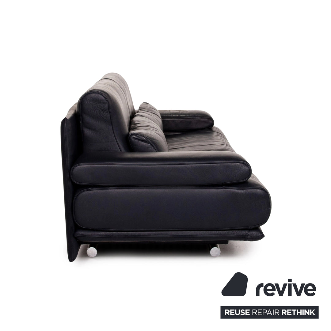 Rolf Benz 6500 Leder Sofa Blau Dunkelblau Dreisitzer Funktion Couch #14779