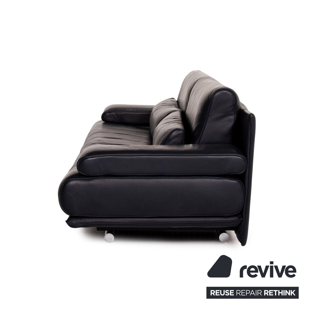 Rolf Benz 6500 Leder Sofa Blau Dunkelblau Dreisitzer Funktion Couch #14779