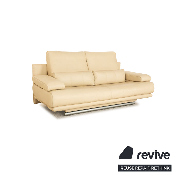 Rolf Benz 6500 Leder Sofa Garnitur Creme Dreisitzer Zweisitzer Couch manuelle Funktion