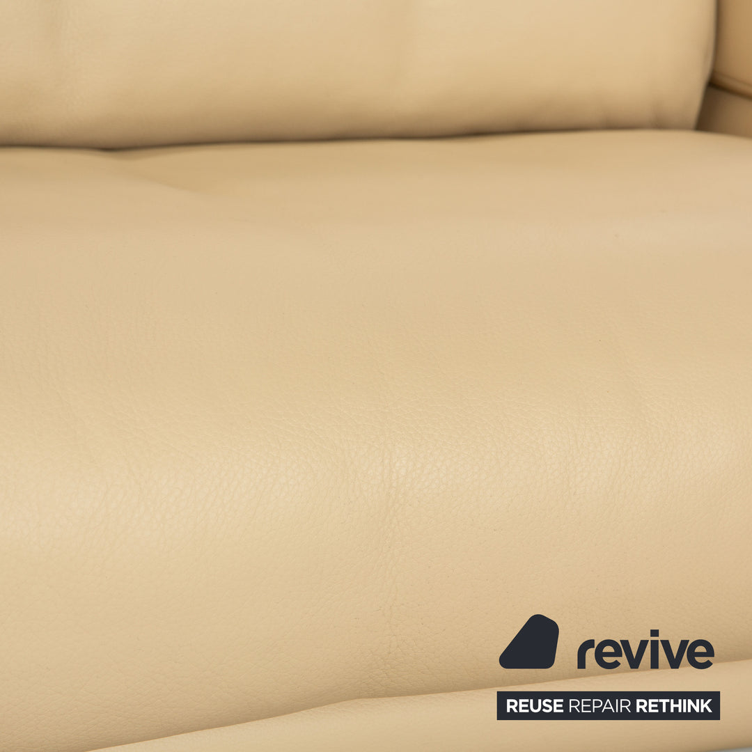 Rolf Benz 6500 Leder Sofa Garnitur Creme Dreisitzer Zweisitzer Couch manuelle Funktion