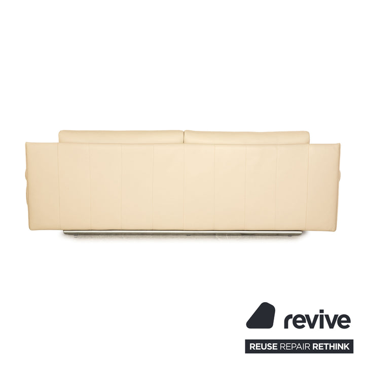 Rolf Benz 6500 Leder Sofa Garnitur Creme Dreisitzer Zweisitzer Couch manuelle Funktion