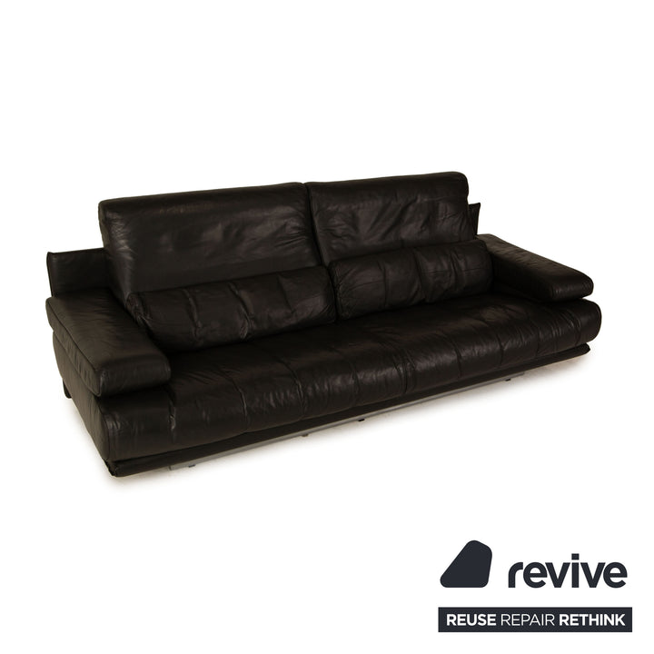 Rolf Benz 6500 leather sofa set black three-seater two-seater