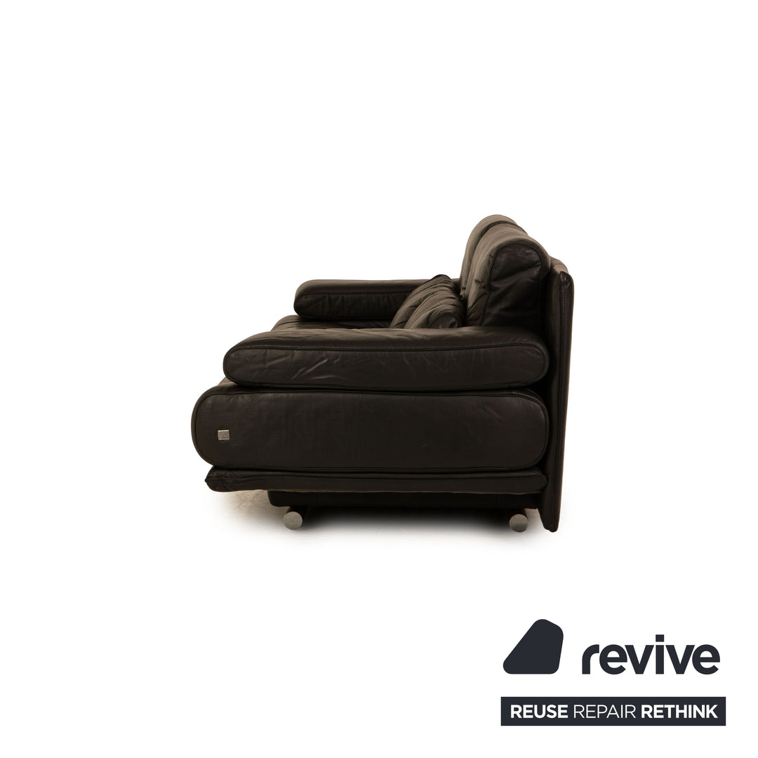 Rolf Benz 6500 leather sofa set black three-seater two-seater