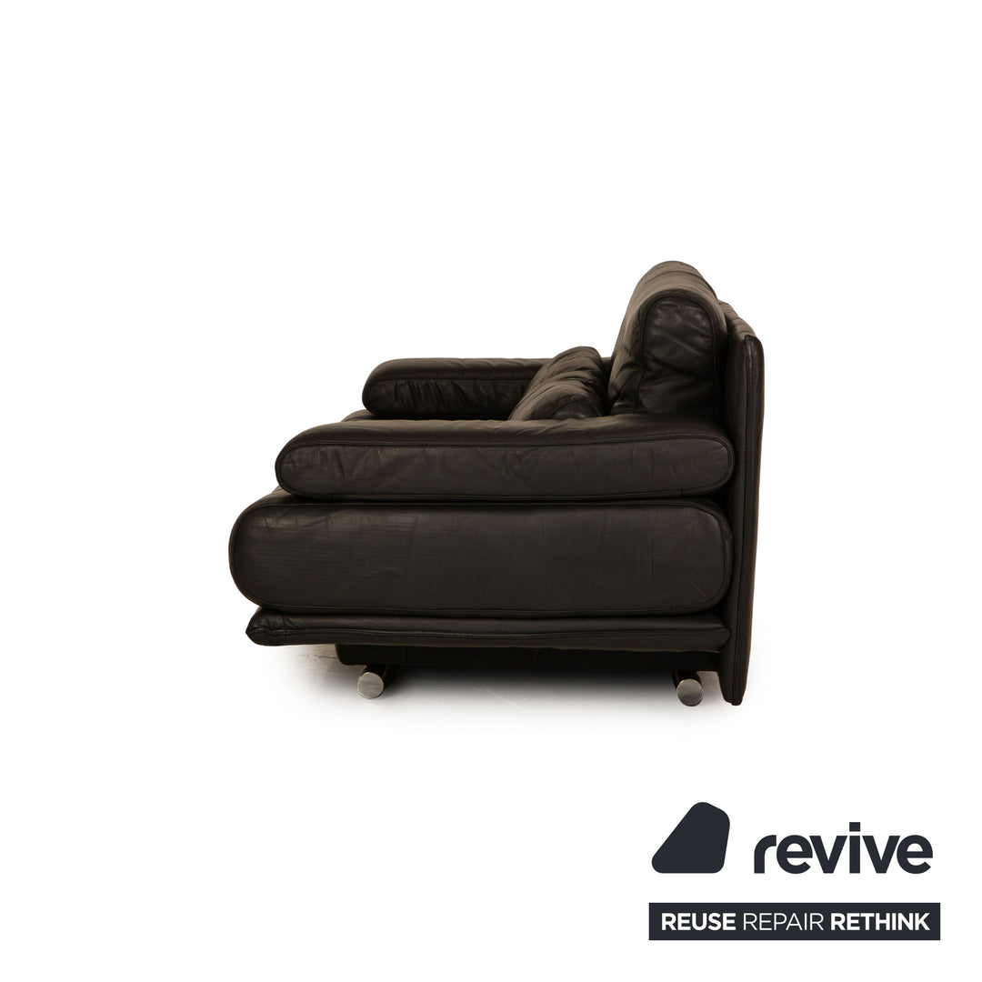 Rolf Benz 6500 leather sofa set black three-seater two-seater
