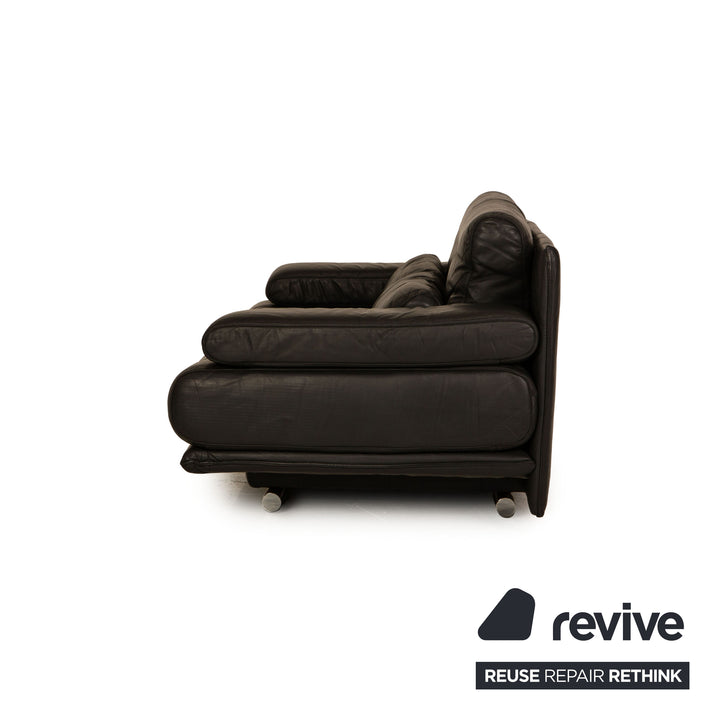 Rolf Benz 6500 leather sofa set black three-seater two-seater