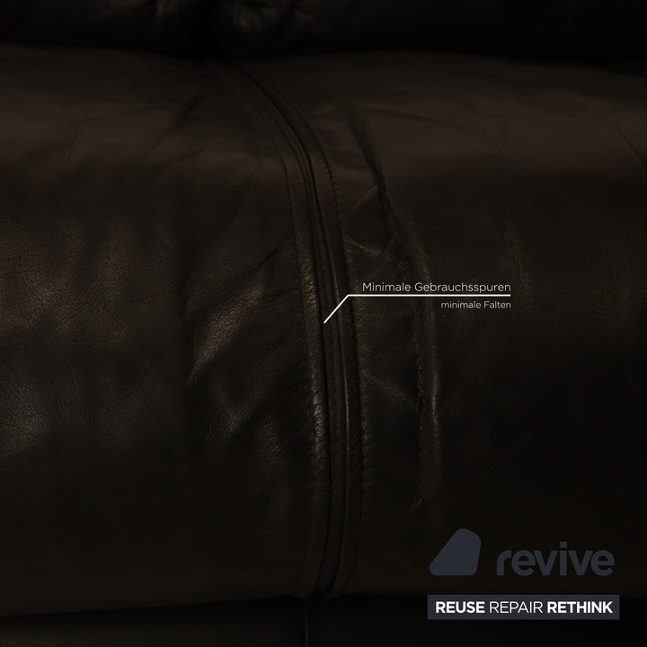 Rolf Benz 6500 leather sofa set black three-seater two-seater