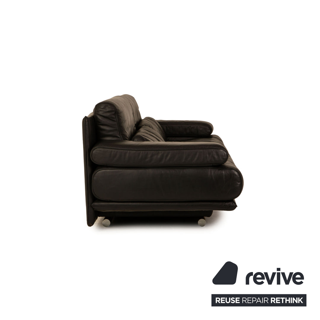 Rolf Benz 6500 leather sofa set black three-seater two-seater