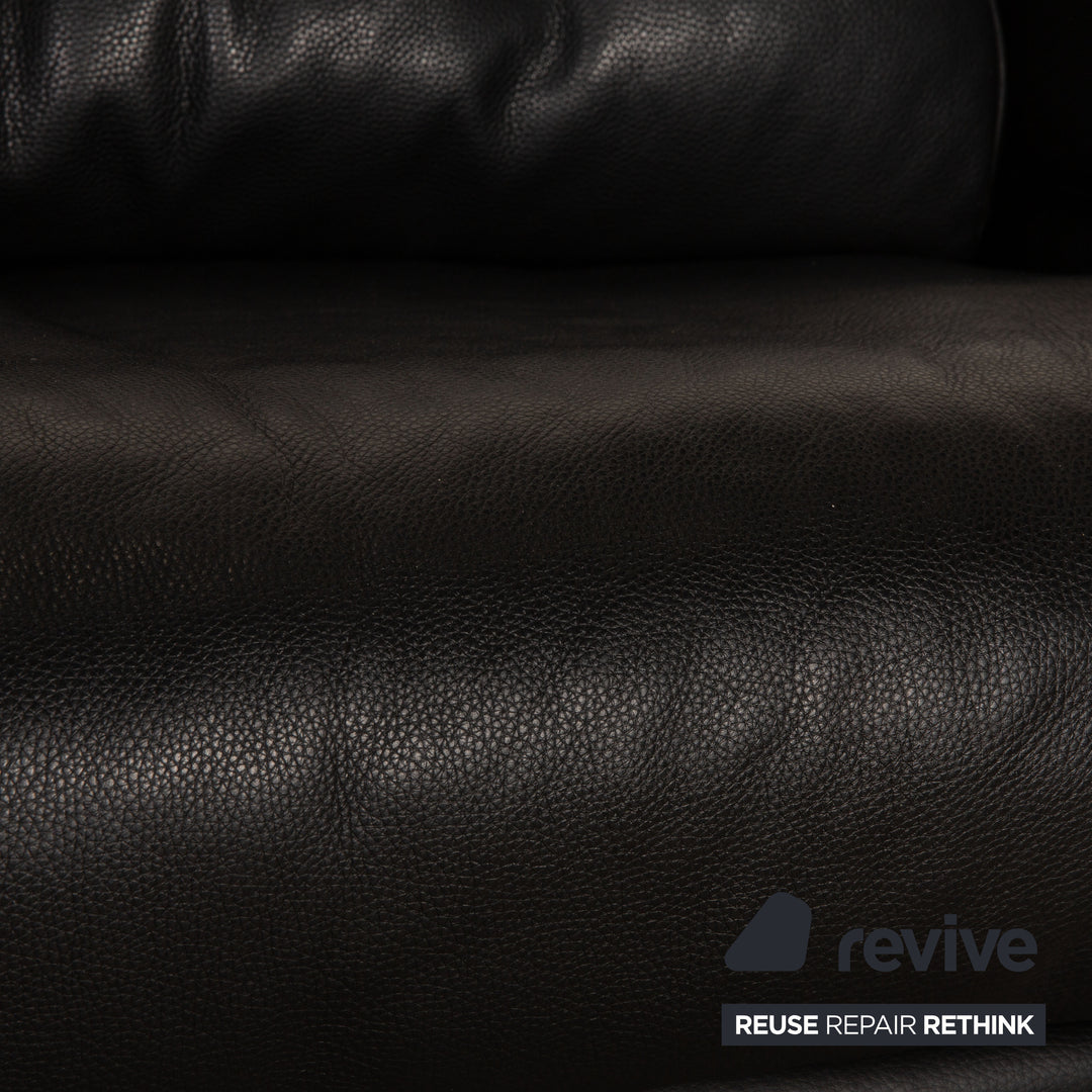 Rolf Benz 6500 Leder Sofa Garnitur Schwarz Zweisitzer Couch