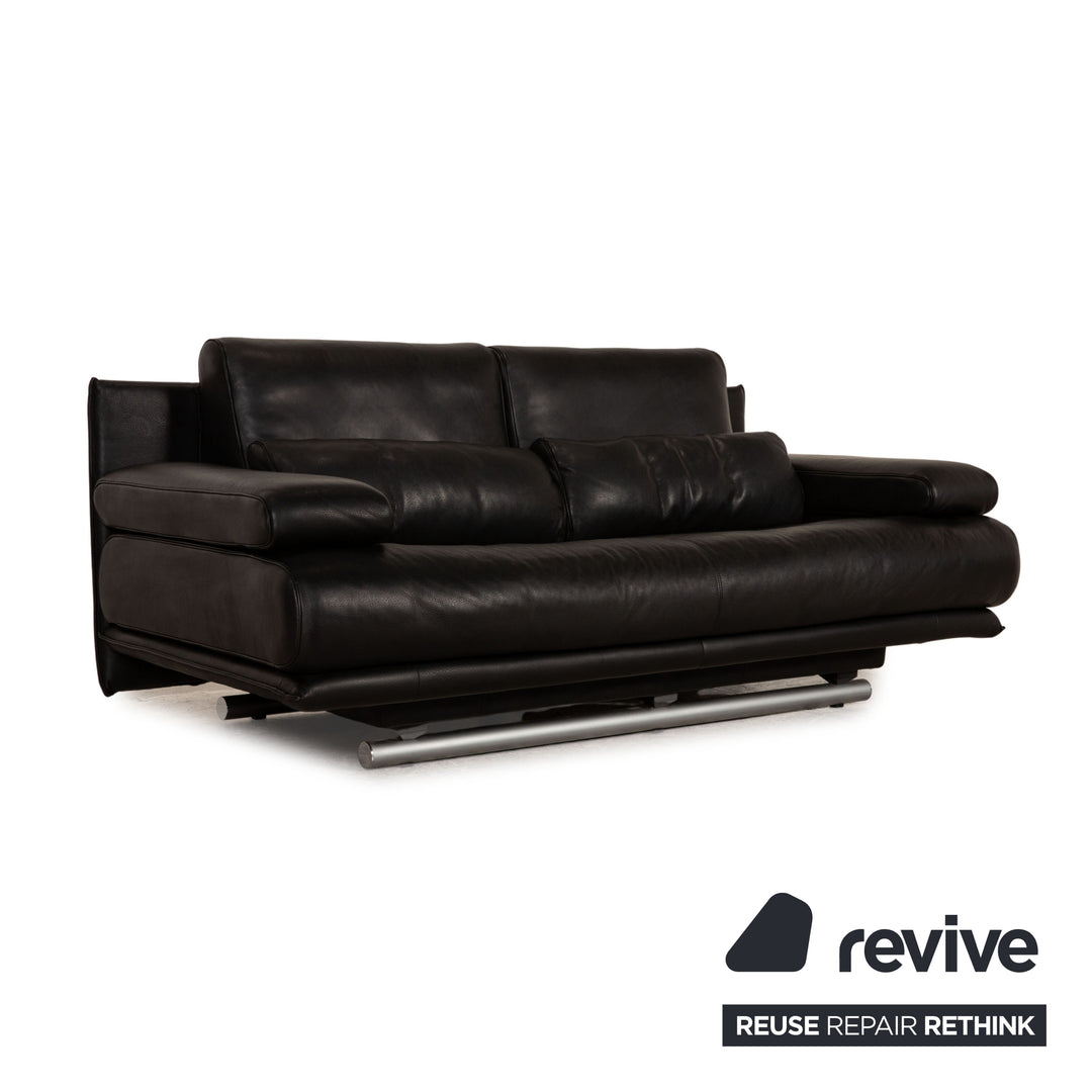 Rolf Benz 6500 Leder Sofa Garnitur Schwarz Zweisitzer Couch