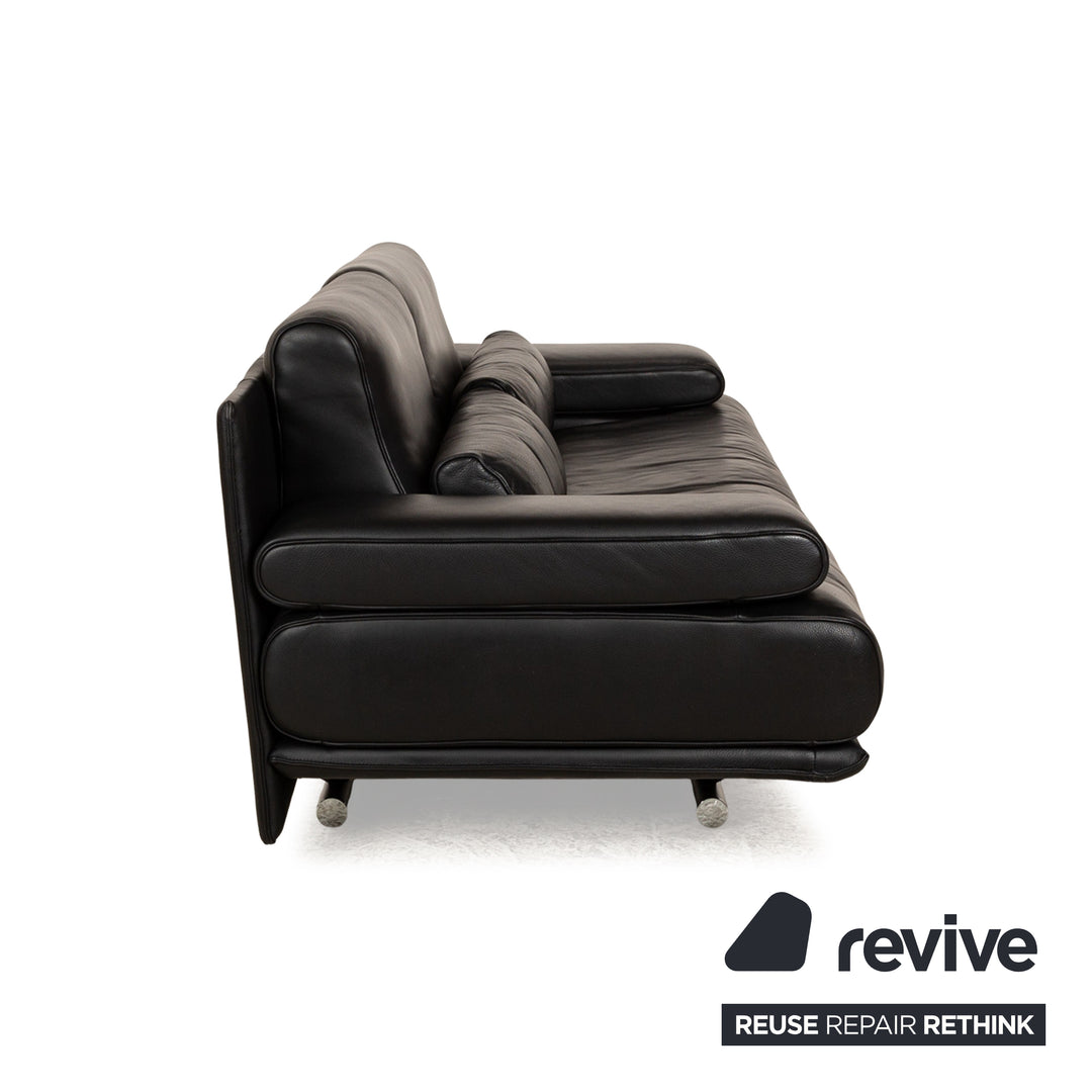 Rolf Benz 6500 Leather Sofa Set Black Two-Seater Three-Seater Couch