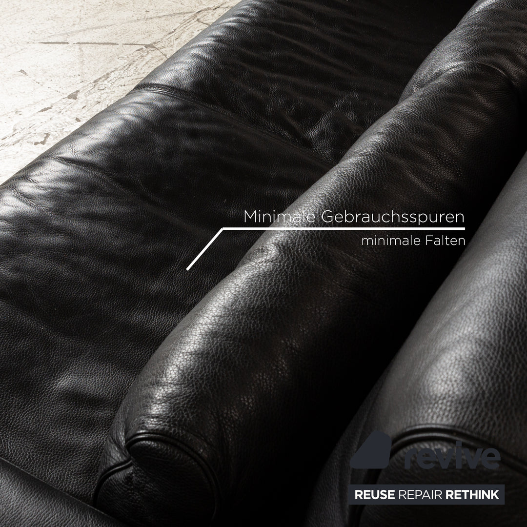 Rolf Benz 6500 Leather Sofa Set Black Two-Seater Three-Seater Couch