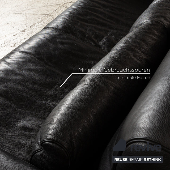 Rolf Benz 6500 Leather Sofa Set Black Two-Seater Three-Seater Couch