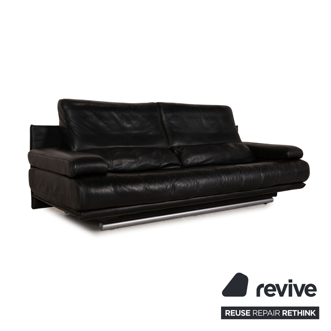 Rolf Benz 6500 Leder Sofa Schwarz Dreisitzer Couch Funktion