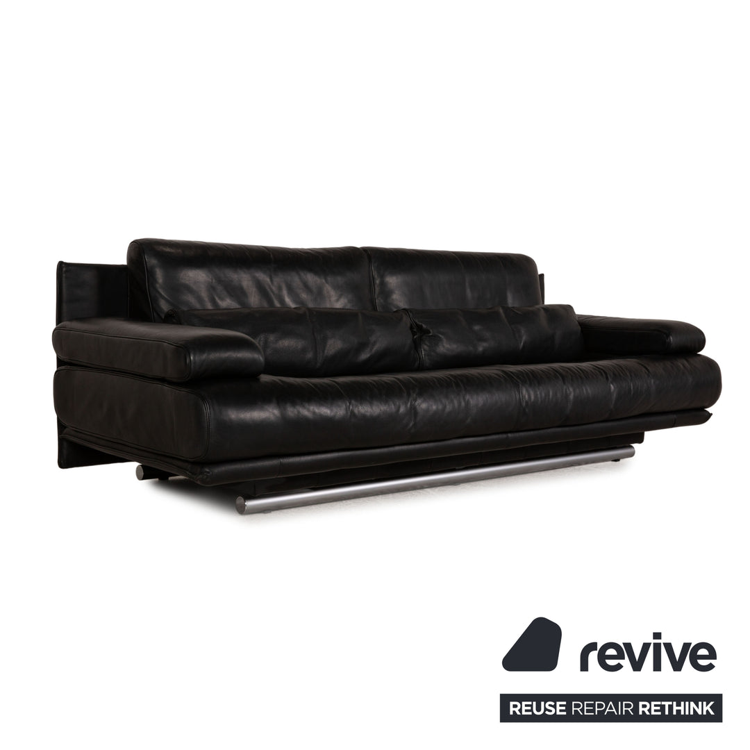 Rolf Benz 6500 Leder Sofa Schwarz Dreisitzer Couch Funktion