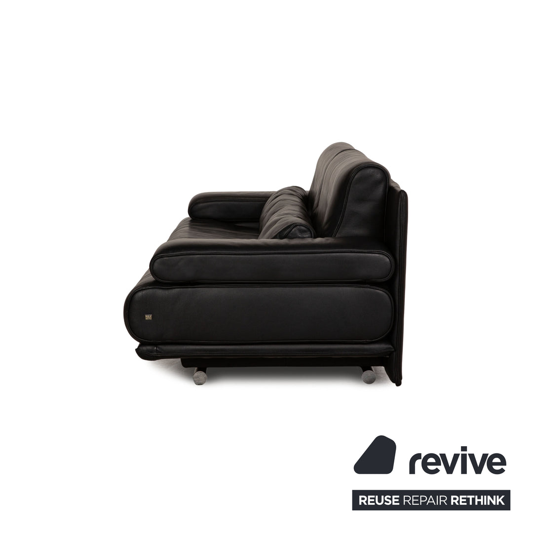 Rolf Benz 6500 leather sofa black three-seater couch function