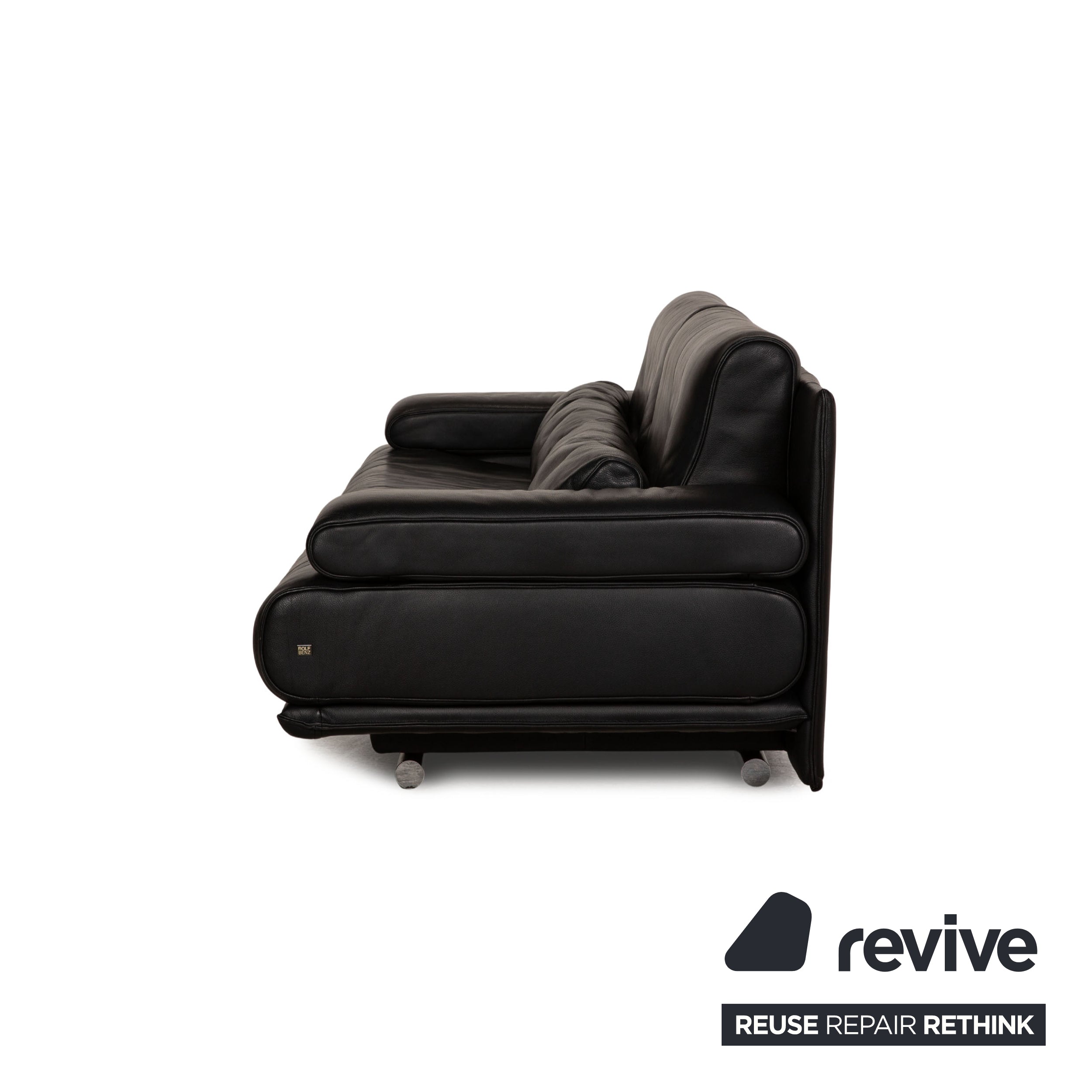 Rolf Benz 6500 Canapé en cuir noir Fonction canapé trois places