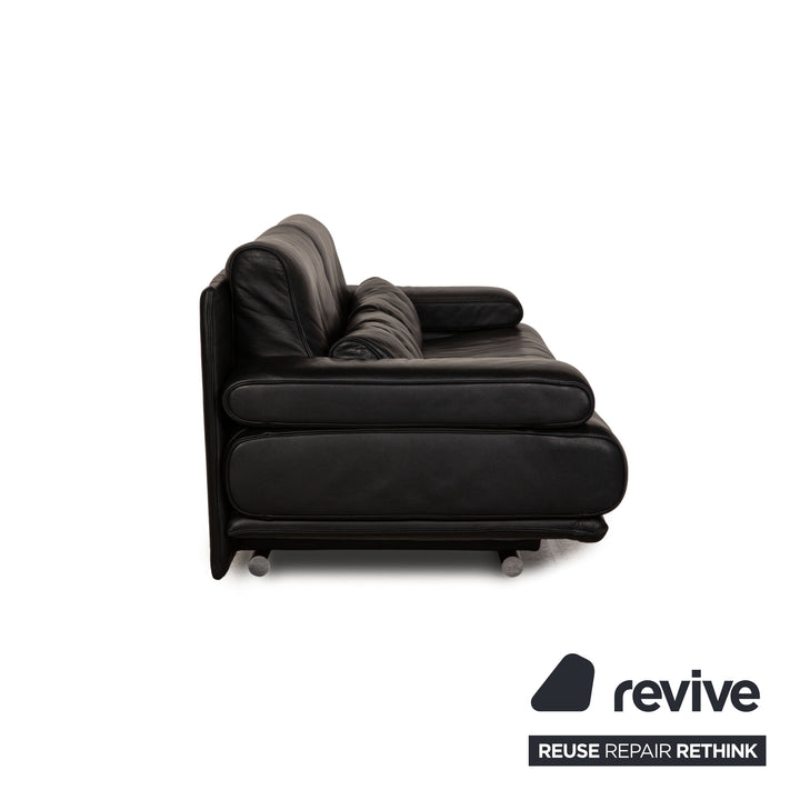 Rolf Benz 6500 leather sofa black three-seater couch function