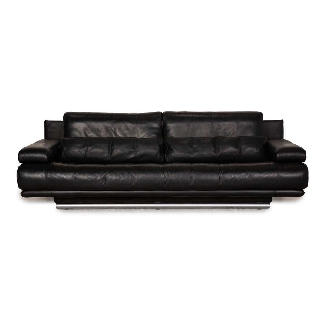 Rolf Benz 6500 leather sofa black three-seater couch function