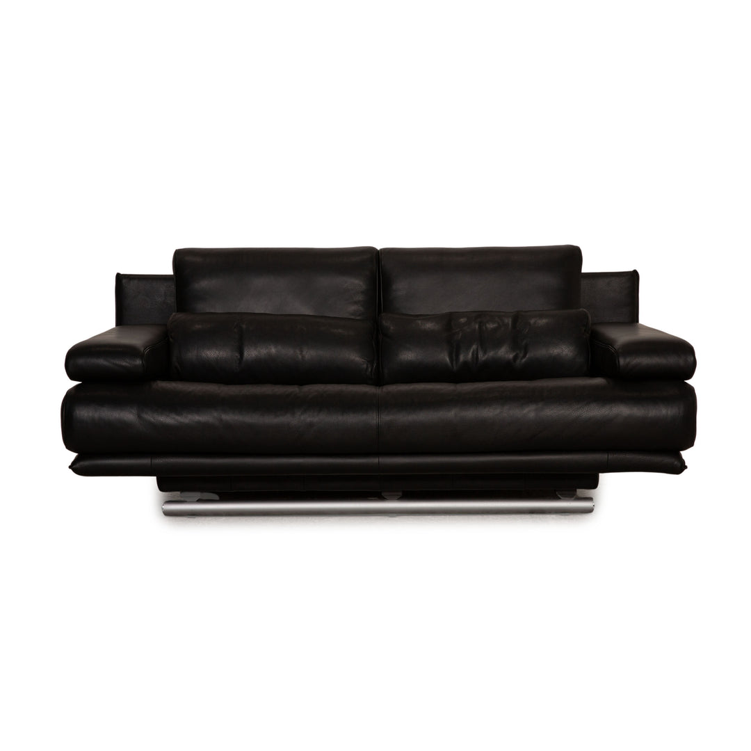 Rolf Benz 6500 Leder Sofa Schwarz Zweisitzer Couch