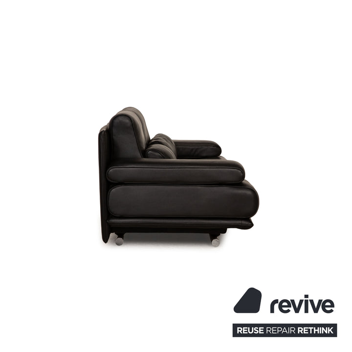 Rolf Benz 6500 leather sofa black two-seater couch