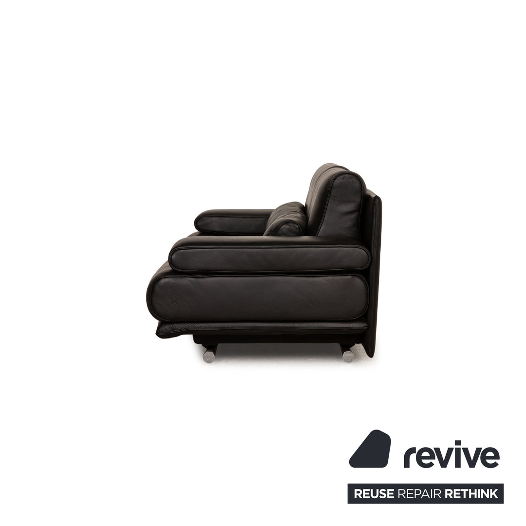 Rolf Benz 6500 leather sofa black two-seater couch