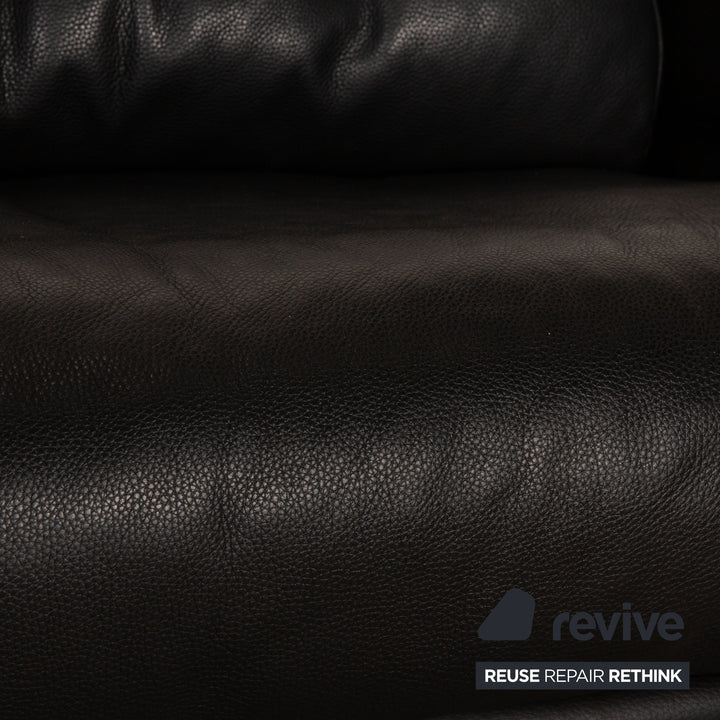 Rolf Benz 6500 leather sofa black two-seater couch