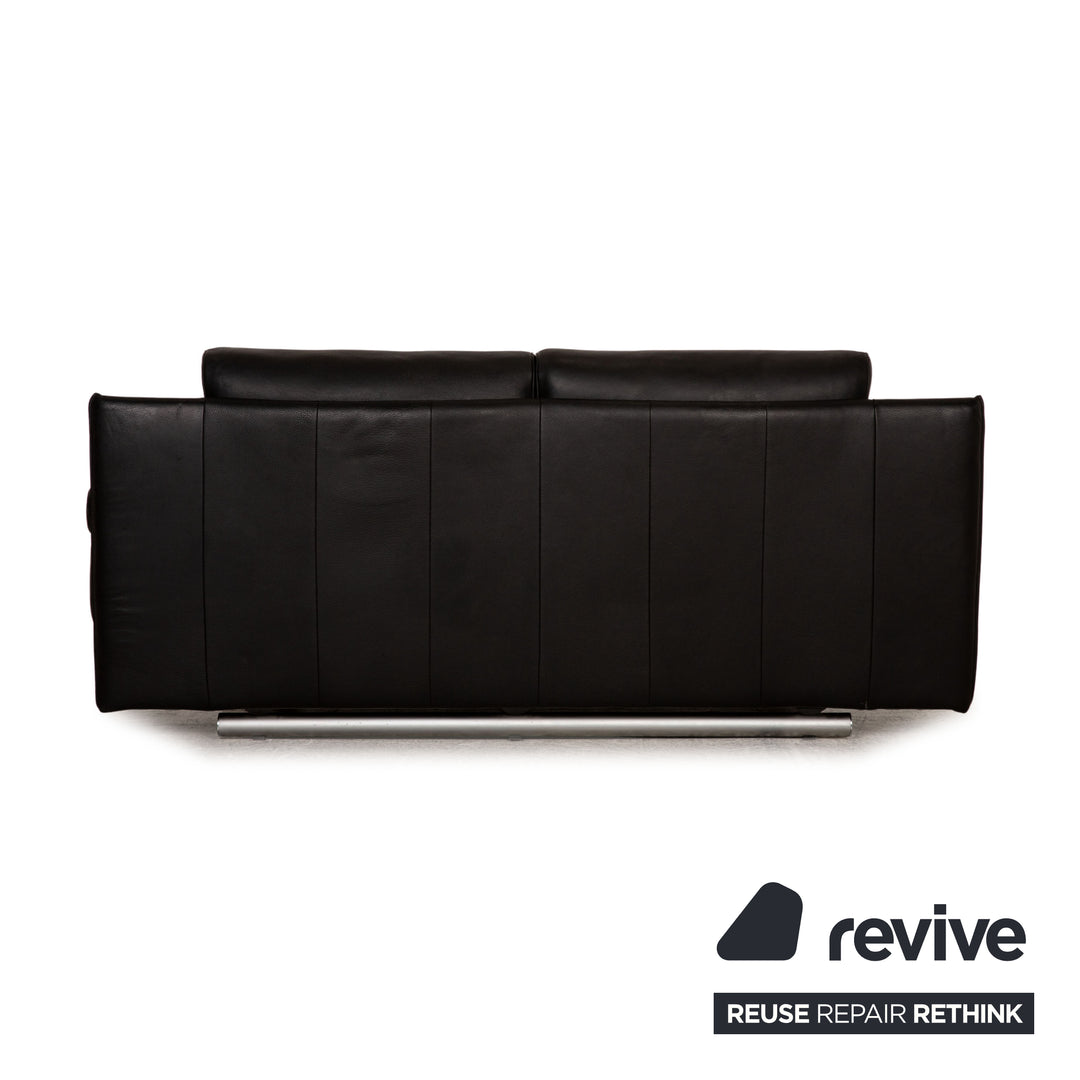 Rolf Benz 6500 leather sofa black two-seater couch