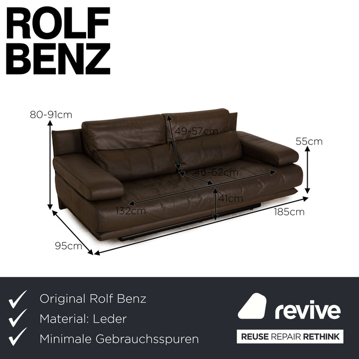 Rolf Benz 6500 leather two-seater brown taupe sofa couch function