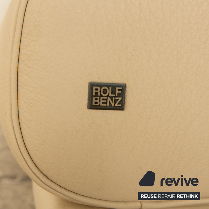 Rolf Benz 6500 leather two seater cream sofa couch manual function