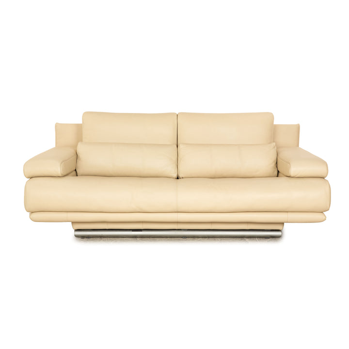 Rolf Benz 6500 leather two seater cream sofa couch manual function