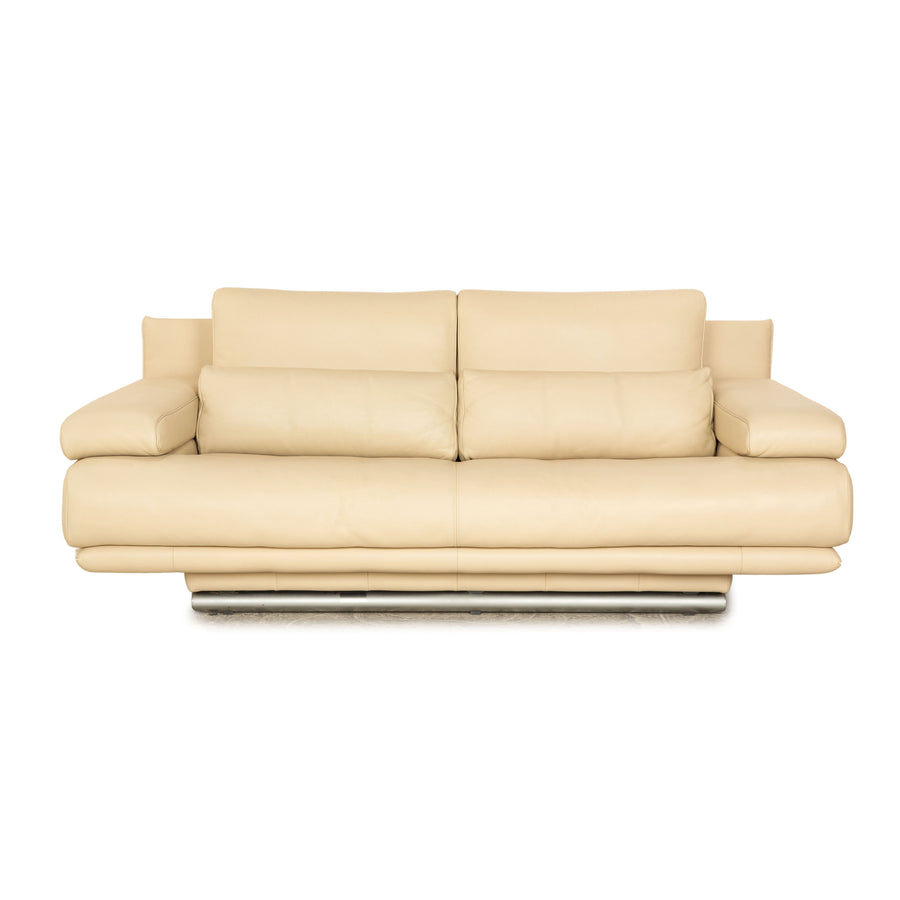 Rolf Benz 6500 leather two seater cream sofa couch manual function