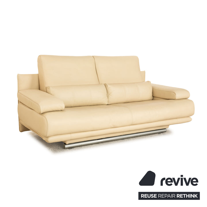 Rolf Benz 6500 leather two seater cream sofa couch manual function