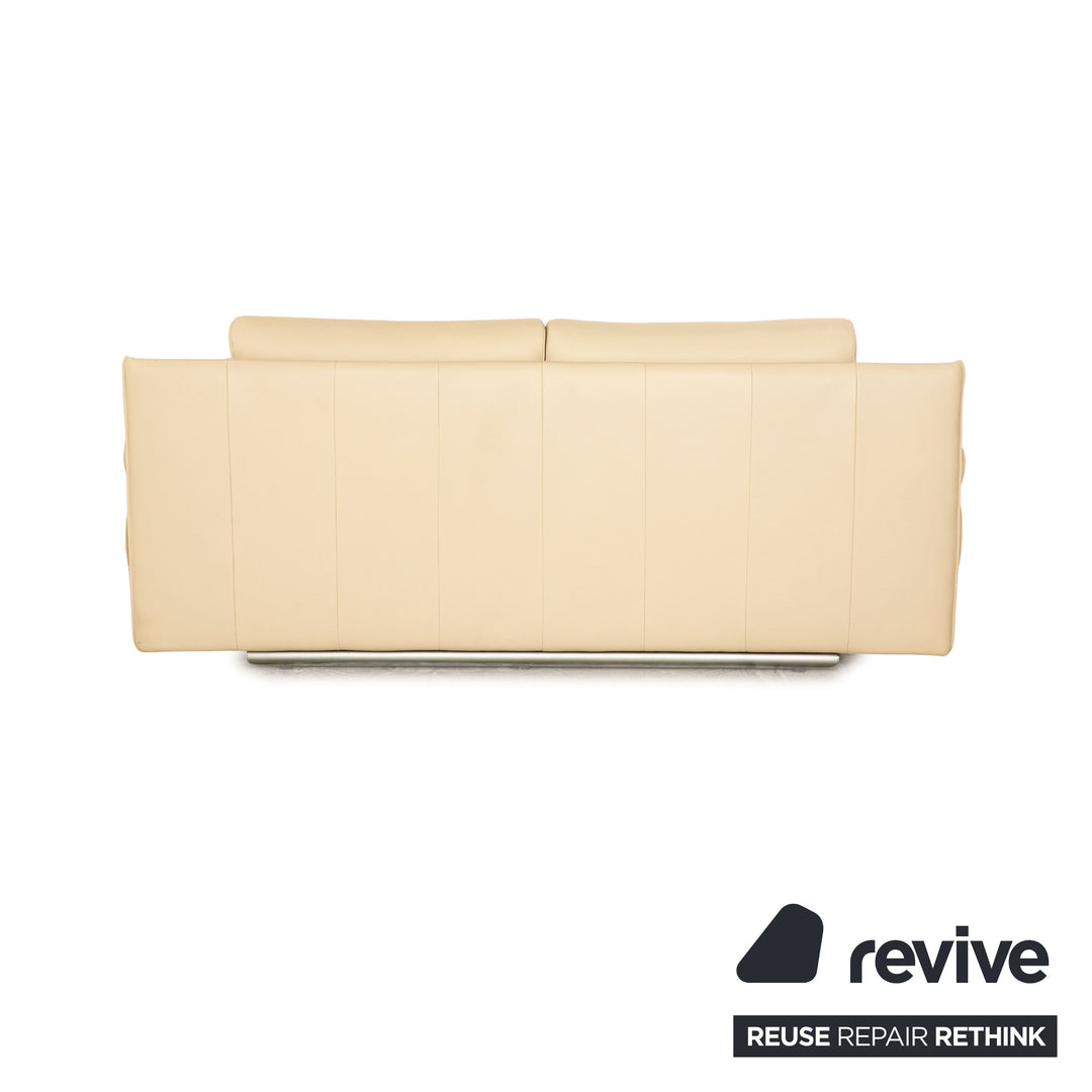 Rolf Benz 6500 canapé deux places en cuir crème fonction manuelle