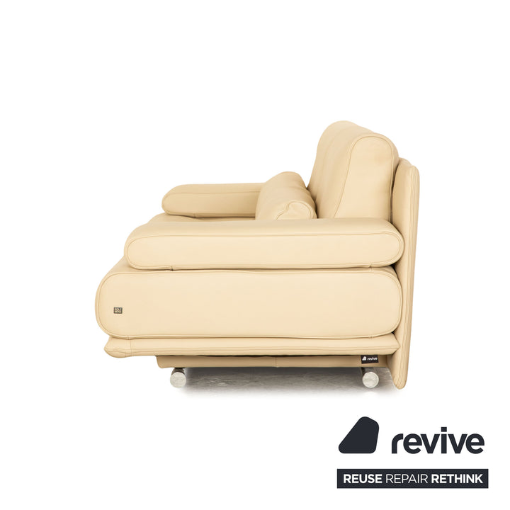 Rolf Benz 6500 leather two seater cream sofa couch manual function