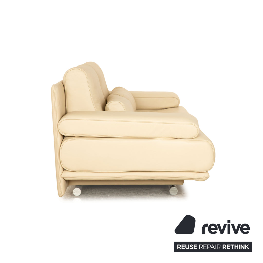 Rolf Benz 6500 leather two seater cream sofa couch manual function