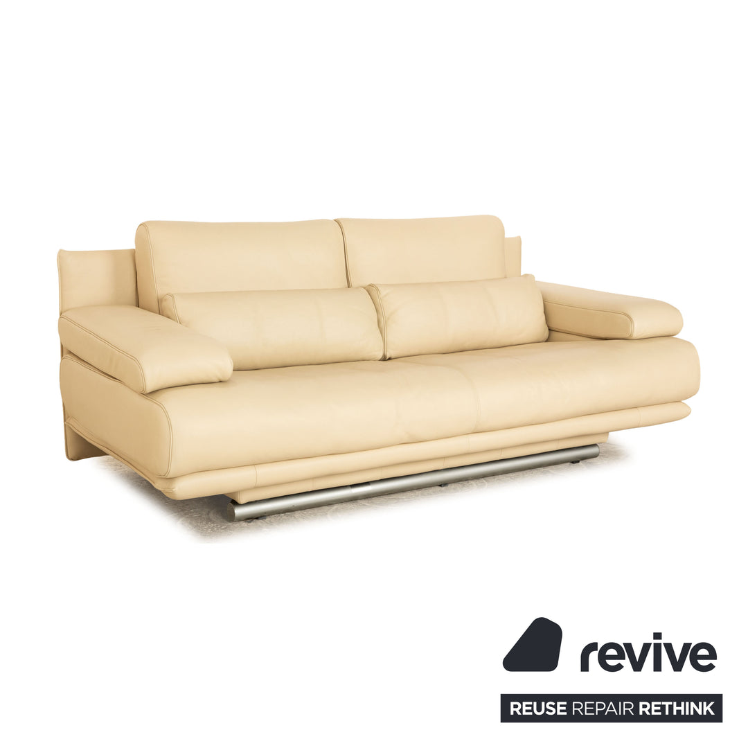 Rolf Benz 6500 leather two seater cream sofa couch manual function