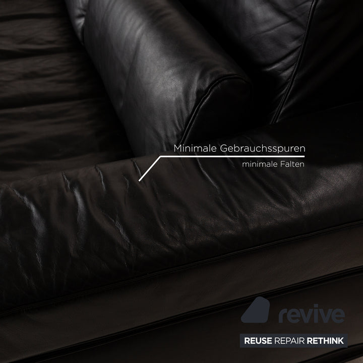 Rolf Benz 6500 Leather Two-Seater Black