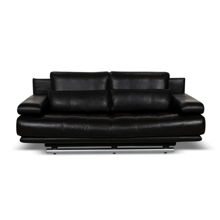 Rolf Benz 6500 leather two-seater black sofa couch