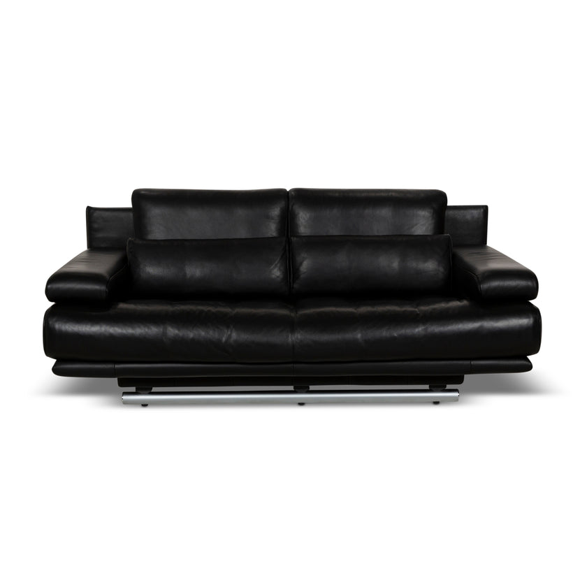 Rolf Benz 6500 leather two-seater black sofa couch