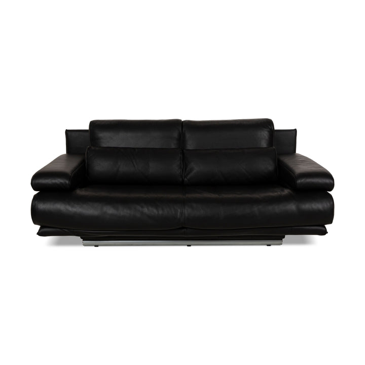 Rolf Benz 6500 leather two-seater black sofa couch