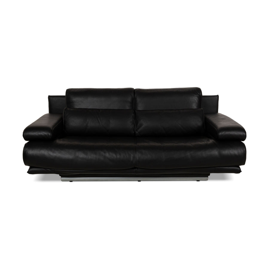 Rolf Benz 6500 leather two-seater black sofa couch