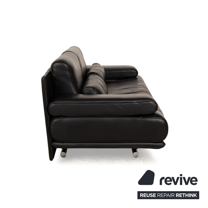 Rolf Benz 6500 leather two-seater black sofa couch