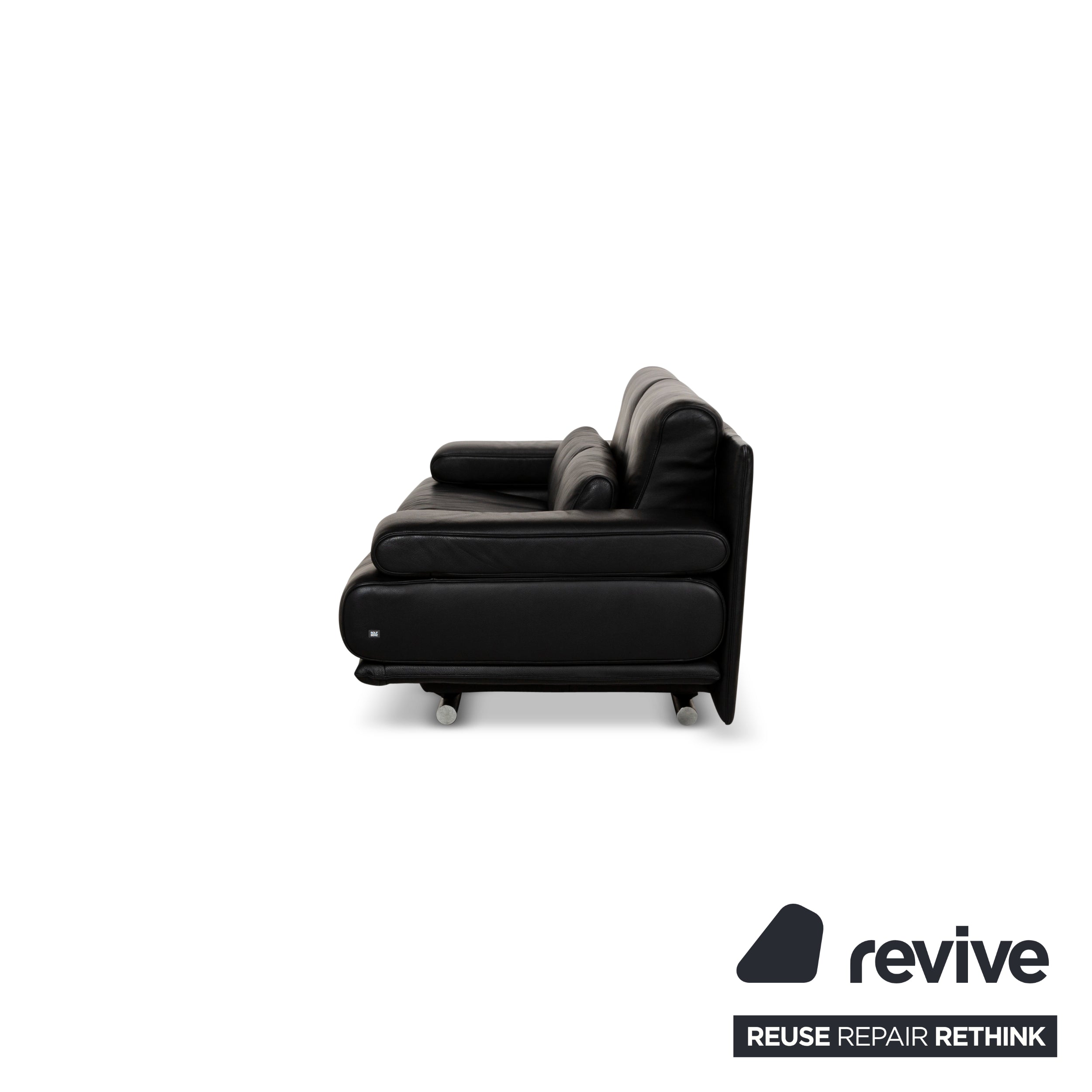 Rolf Benz 6500 leather two-seater black sofa couch