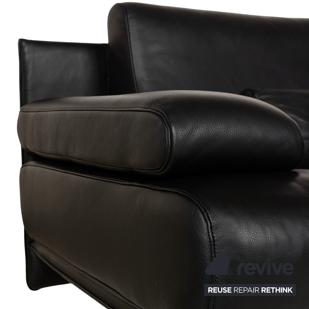 Rolf Benz 6500 leather two-seater black sofa couch