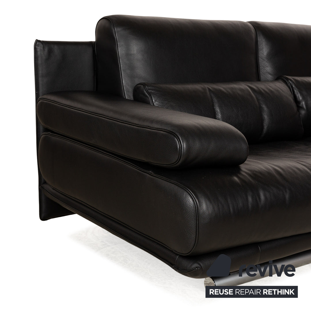 Rolf Benz 6500 leather two-seater black sofa couch